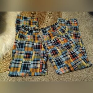 Mens Psycho Bunny Pajama Lounge Pants Drawstring Elastic Waist Blue Plaid Size X